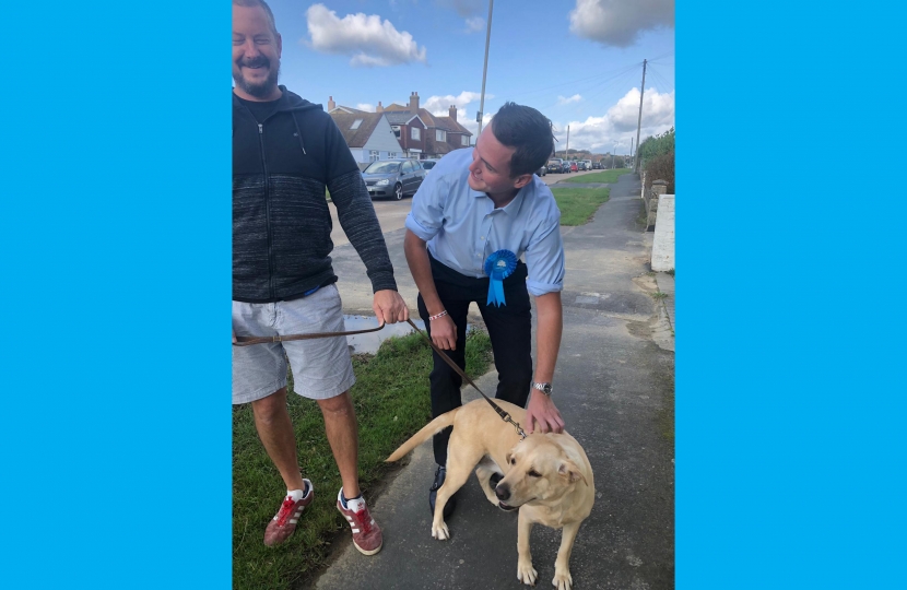 Joe meeting one of our four-legged constituents.